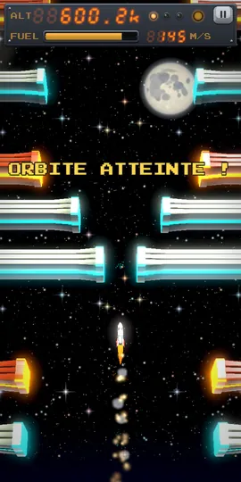 Rocket Flow : orbite atteinte, la Lune en fond